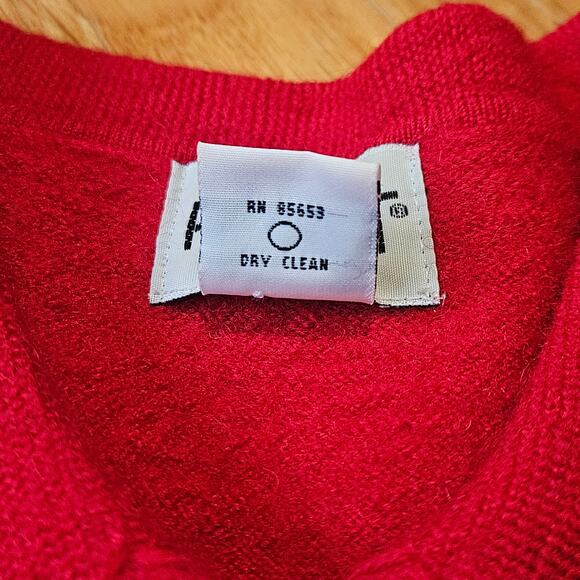 Koret Wool Red Sweater Vest XL Peter Pan Collar Embroidered Button Front Vintage - Picture 4 of 6